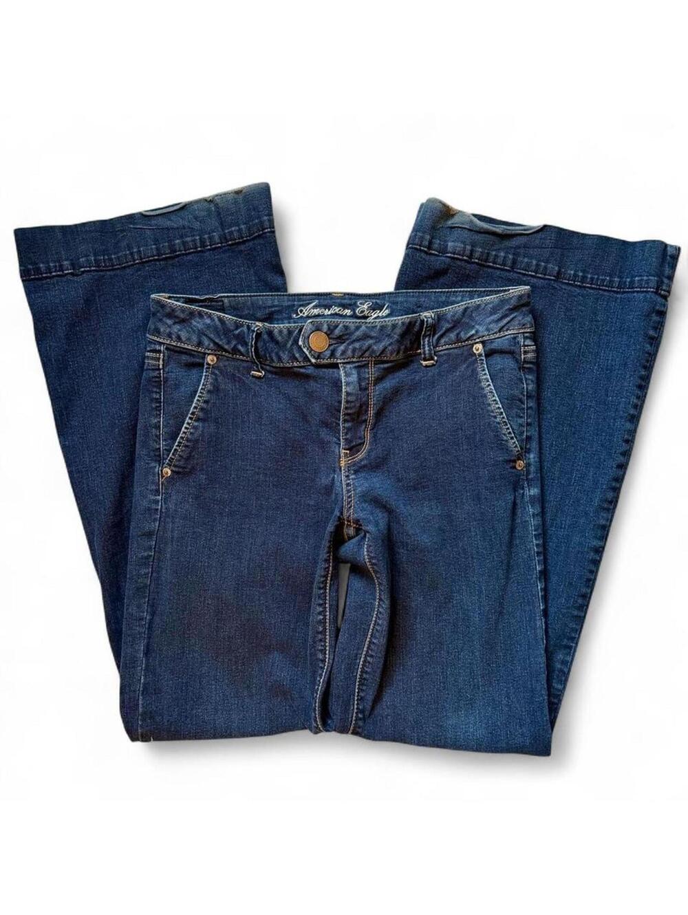 Y2K American Eagle low-rise flare trouser jeans with flap pockets . Size 8
